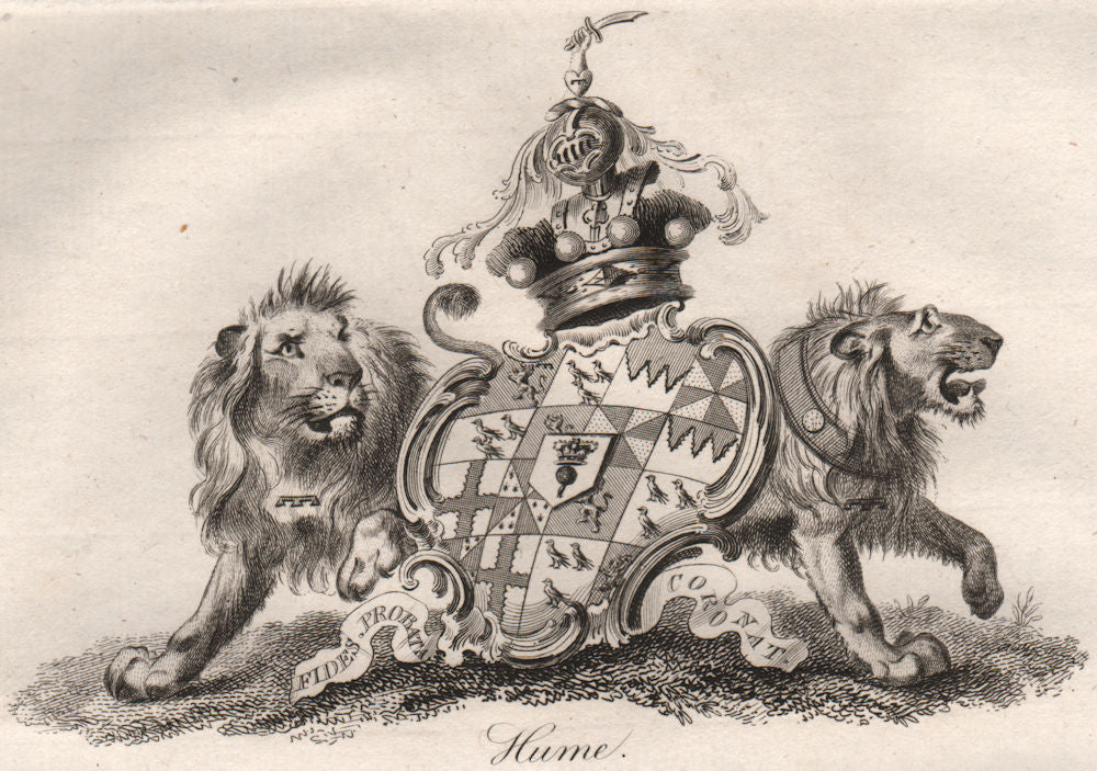 HUME. Coat of Arms. Heraldry 1790 old antique vintage print picture